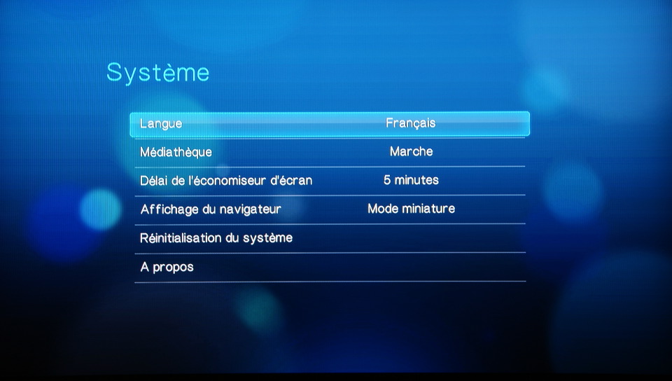 Réglages système